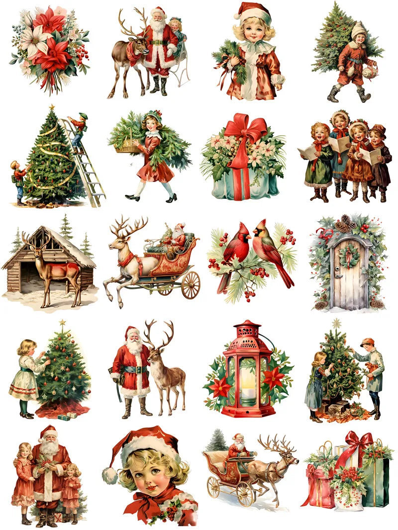 Vintage Christmas Stickers Pack for DIY Scrapbooking