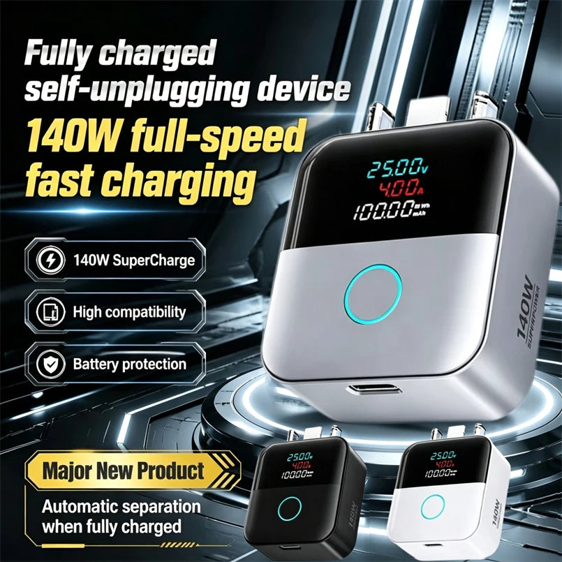 140W Full Charge Separator Smart Auto Power-off Phone Charge Separator Type-C Fast Charging Data Cable Overcharge Protection