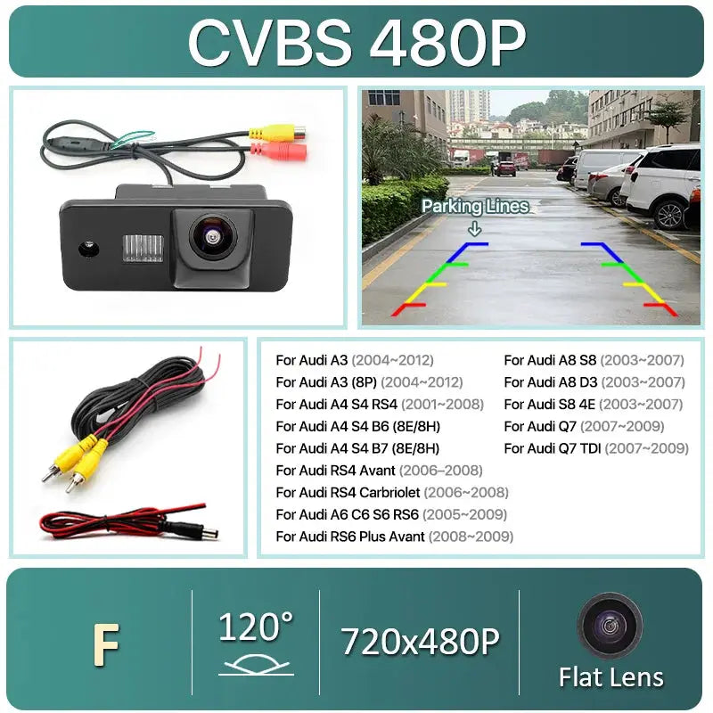 AHD 1080P Car License Plate Light Rear View Reverse Backup Camera For Audi A3 A4 A6 A8 Rs4 RS6 Q5 Q7 2001-2009 Android Unit by InterCyprus Trading Ltd