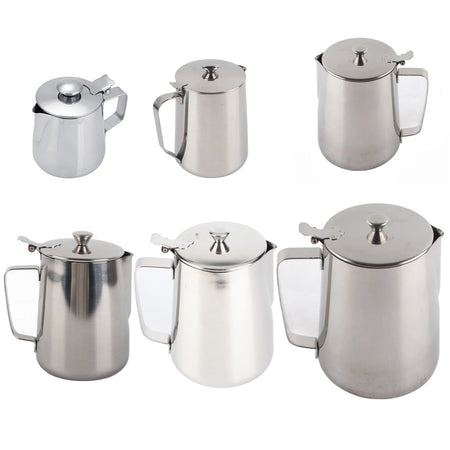 Stainless Steel Milk Frothing Pitcher With Lid &ndash; Latte Art