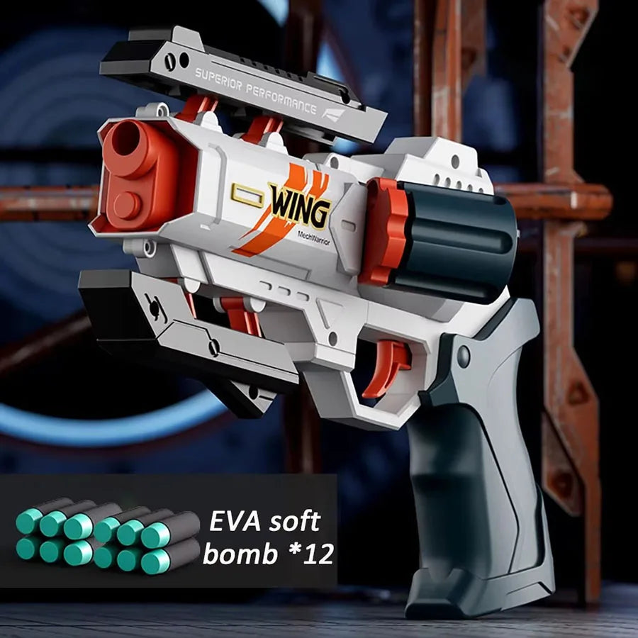 Soft Bullet Toy Gun for Kids &amp; Adults White blue