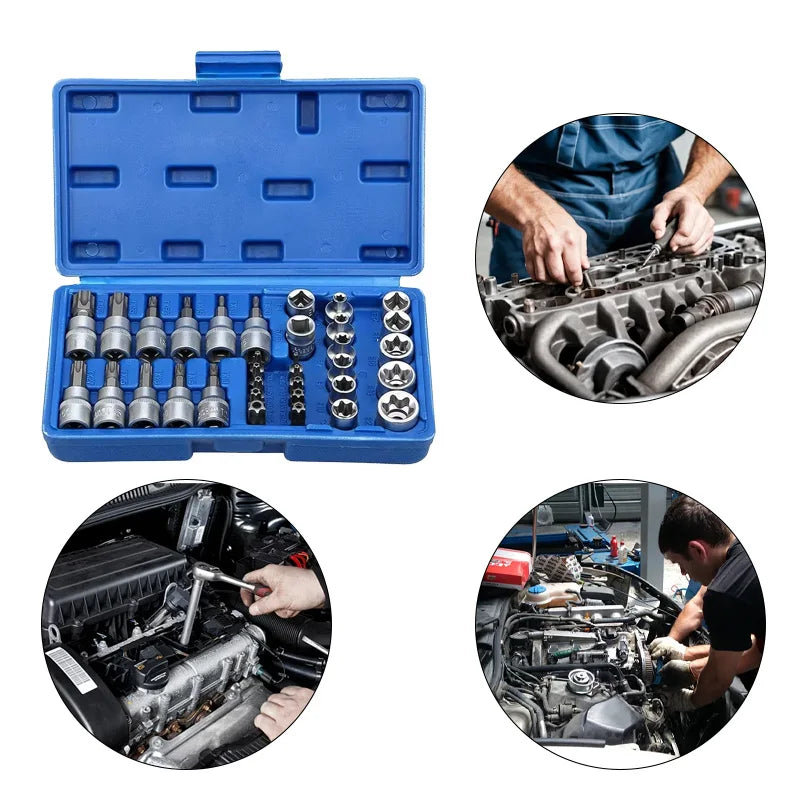 34pc Torx Bit Socket Set &ndash; Chrome Vanadium Heavy Duty