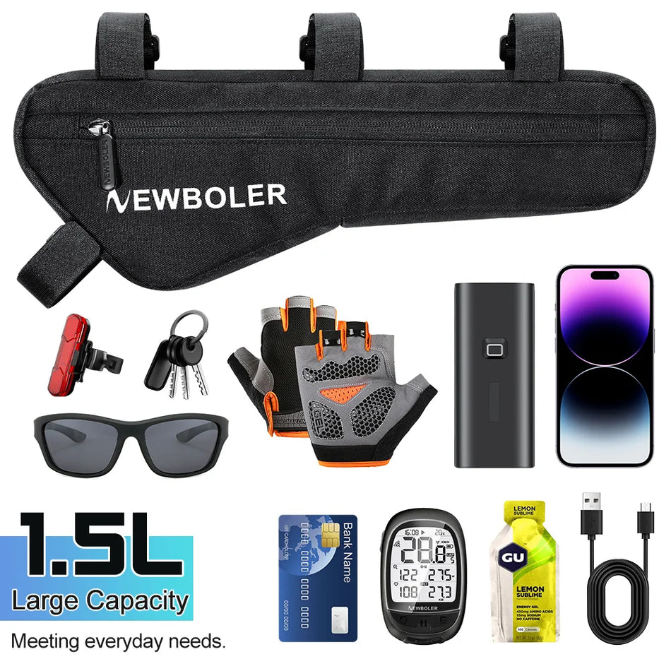 Bicycle Triangle Bag With 1.5L High Capacity Polyester Storage