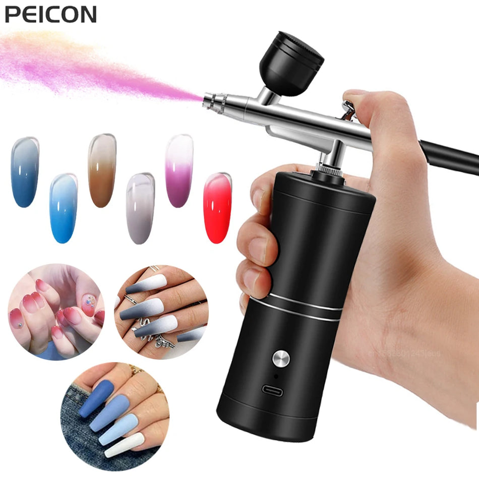 Portable Nail Art Airbrush Kit With Compressor For Nail Painting And Crafts