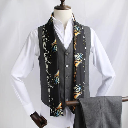 SIERSIYU Men's Silk Scarf &ndash; Versatile British Stripe Print