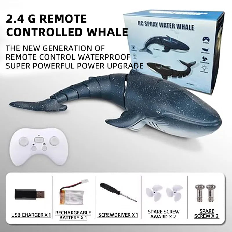 Remote Control Whale Shark Boat for Kids Age 8-12 Big RC Whale Blue