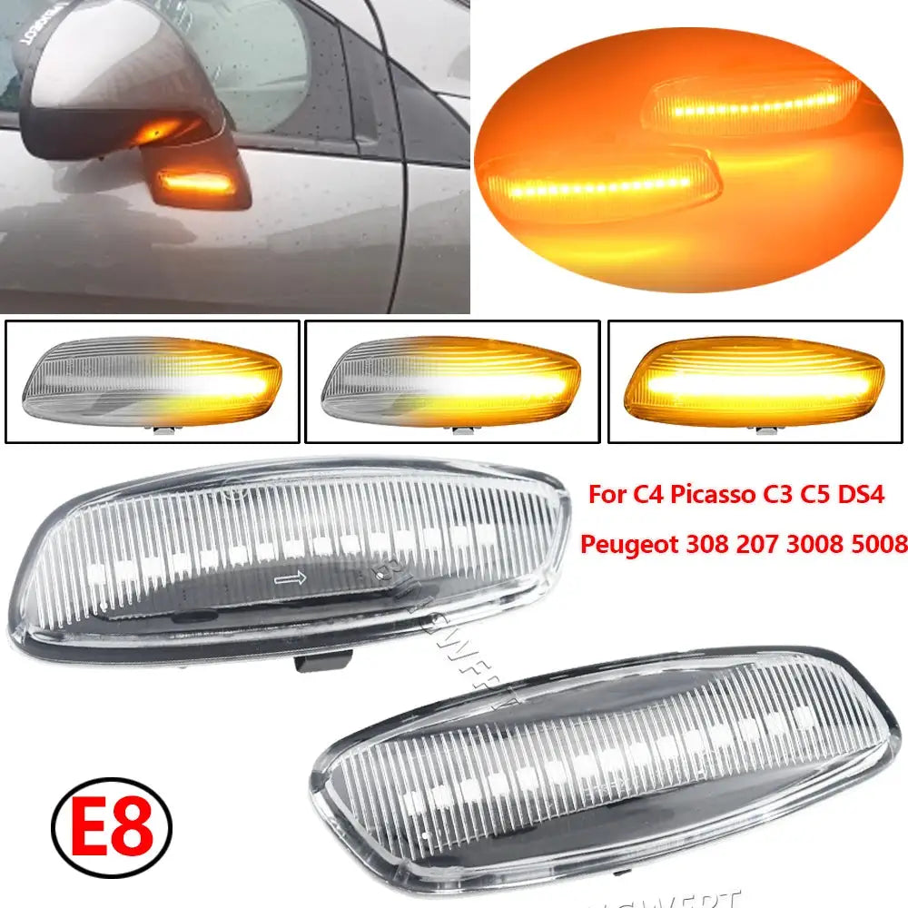 2 Pieces Led Dynamic Side Marker Turn Signal Light Sequential Blinker For Peugeot 308 207 3008 5008 For Citroen C4 C3 C5 DS3 DS4 by InterCyprus Trading Ltd