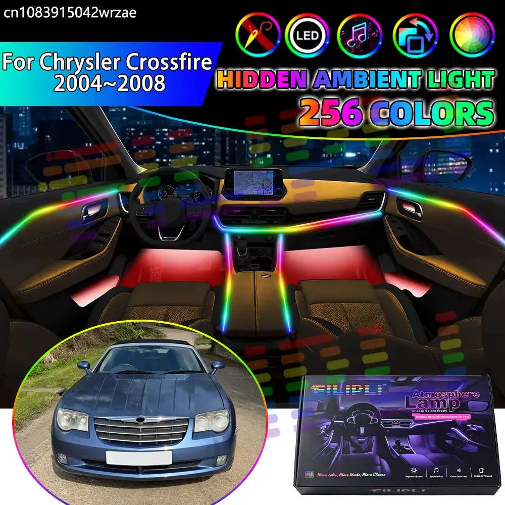 For Chrysler Crossfire 2004~2008 2005 2006 RGB Car Interior Ambient Lights Strips Breathing Lighting Kit App Control LED strips by InterCyprus Trading Ltd