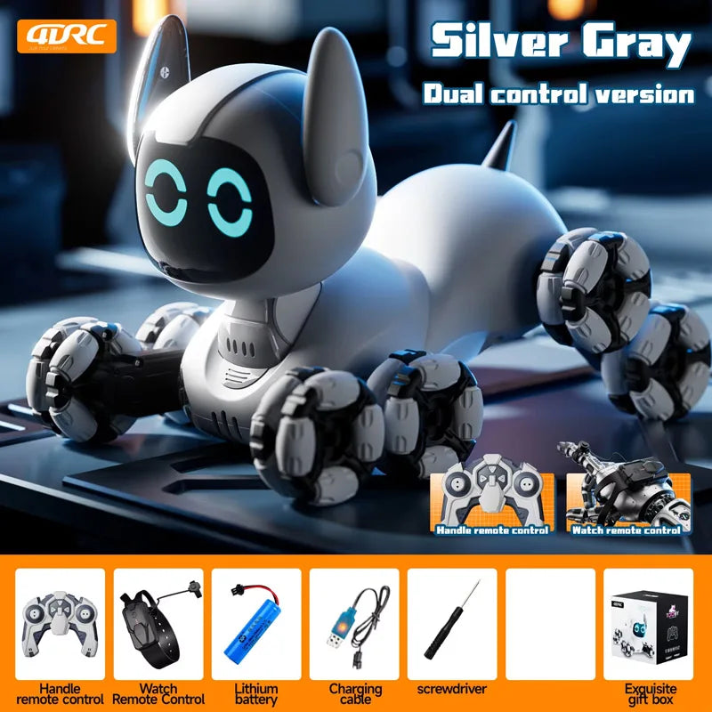 Y9 8WD RC Robot Dog Car Toy-40 Minutes Playtime With Music YGrey-RC and Gesture