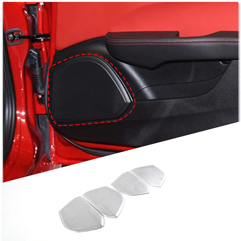 4Pcs Stainless Silver Door Horn Mesh Covers Giulia 2017-2020