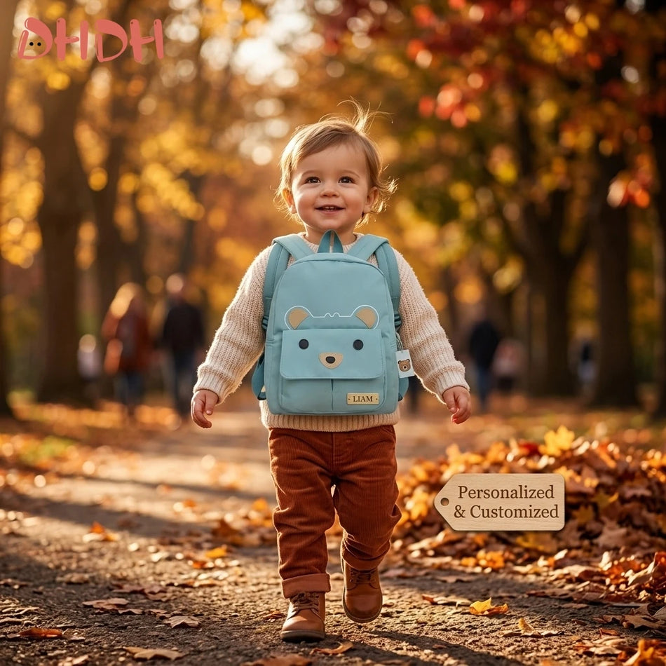 Premium Bestickter Nylon Kleinkind Rucksack Personalisierte Kinder Schultasche Herbst