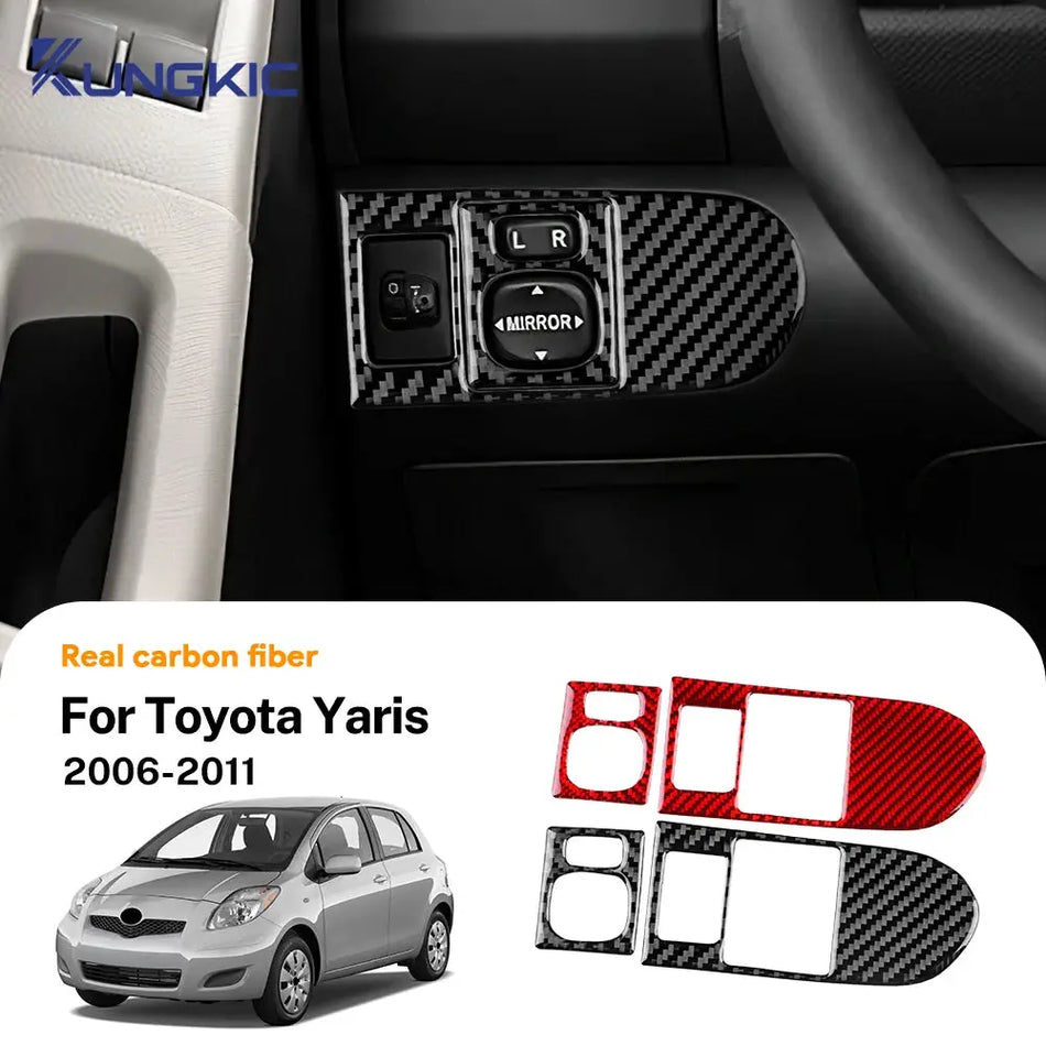 Carbon Fiber Trim Sticker for Toyota Yaris Headlight Mirror by InterCyprus Trading Ltd