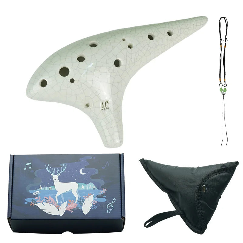 Ocarina12 Tones Alto C Ceramic Ocarina &ndash; With Song Book White