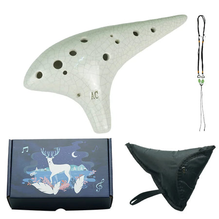 Ocarina12 Tones Alto C Ceramic Ocarina &ndash; With Song Book White