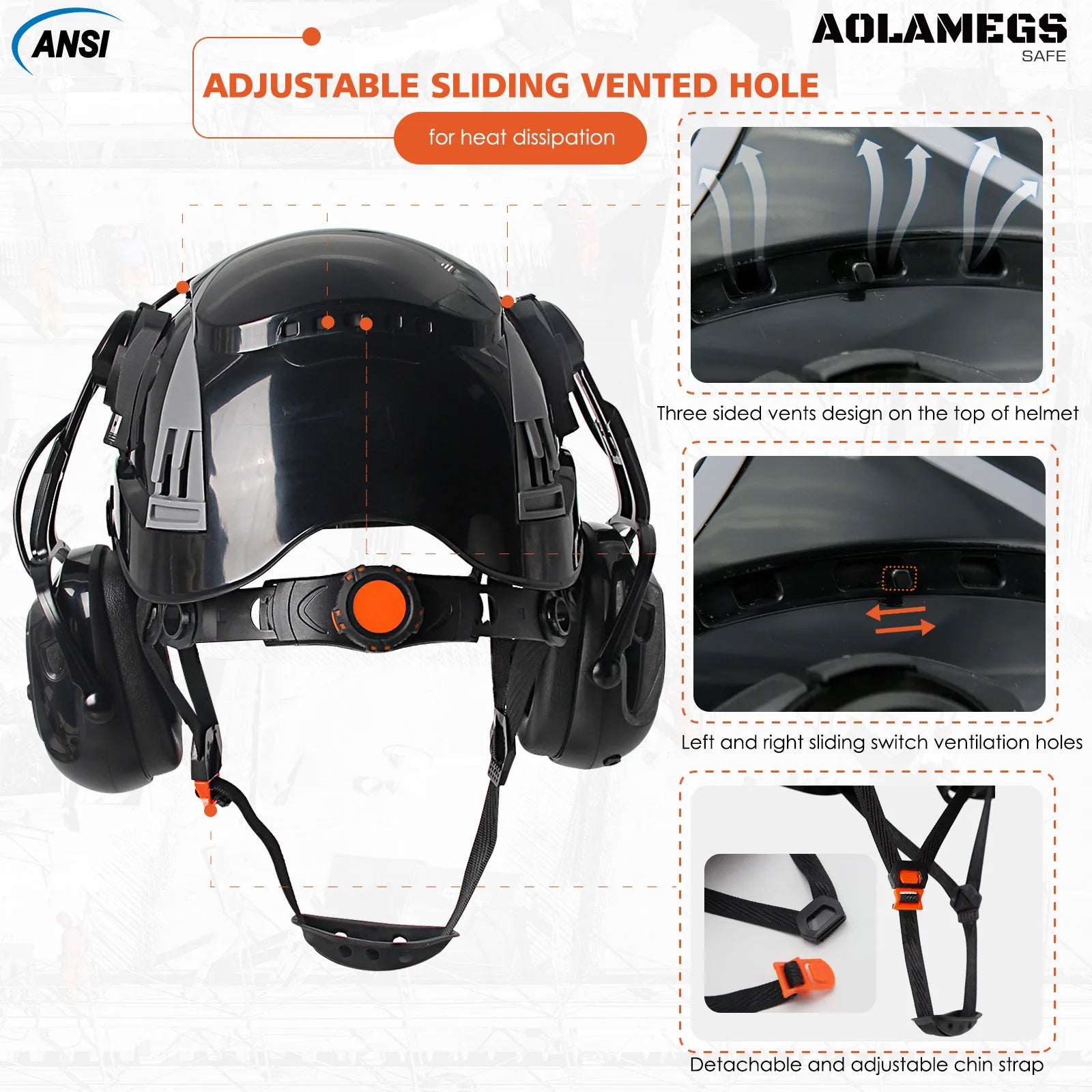 CE Safety Helmet With Bluetooth Earmuffs &ndash; Built In Goggles