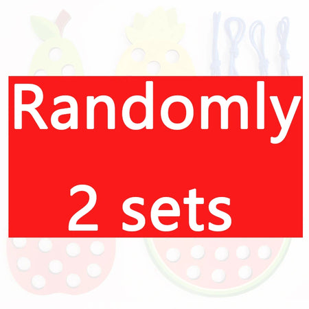 Educational Wooden Lacing Fruit Toy Set - Threading Activity Puzzle for Toddlers' Fine Motor Skills randomly 2 sets