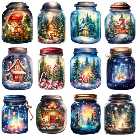 Winter Magic Pot Stickers - 16Pcs DIY Scrapbooking