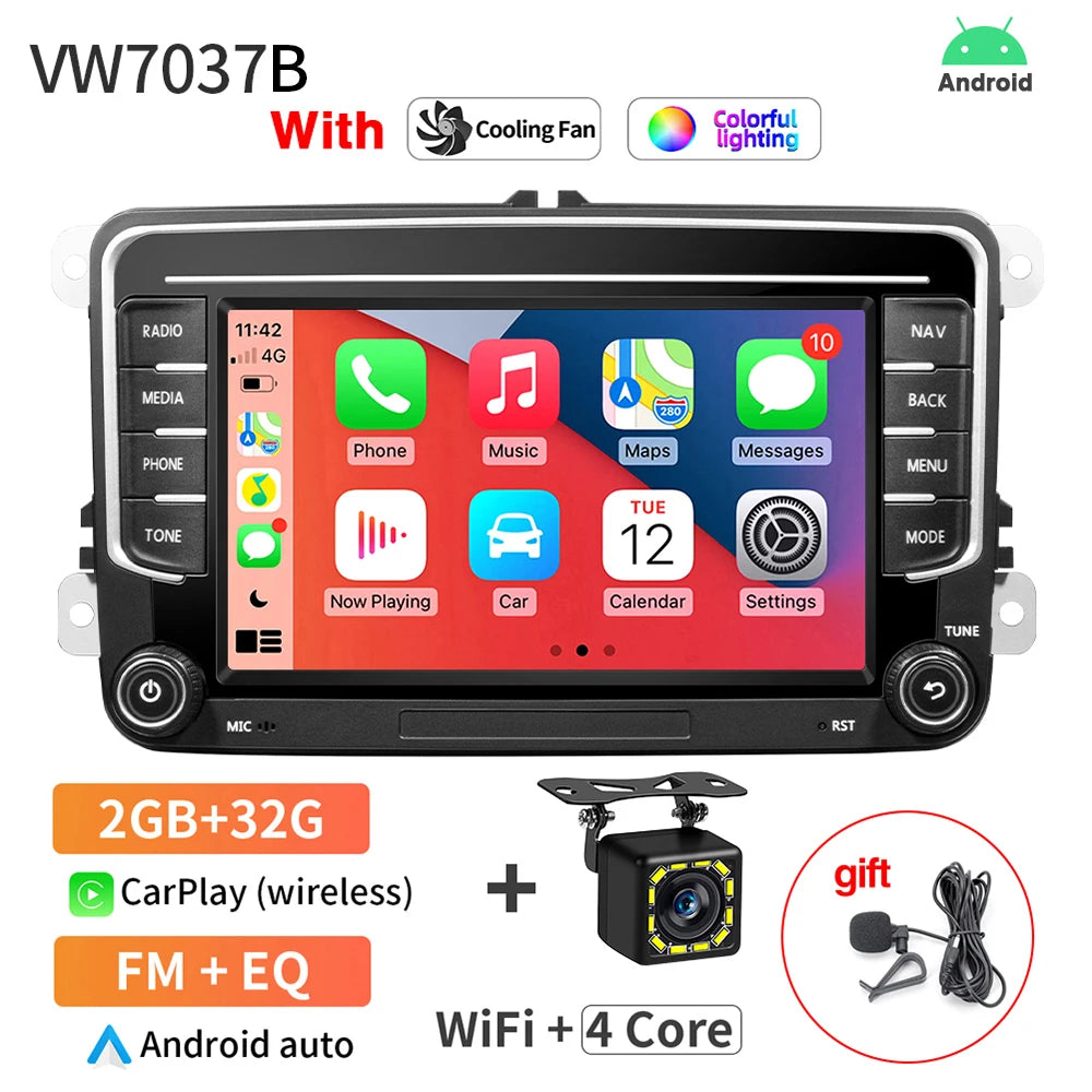 AKAMATE Car Radio Android 13.0 7Inch 2Din - CarPlay Support 2 32G B 12LED