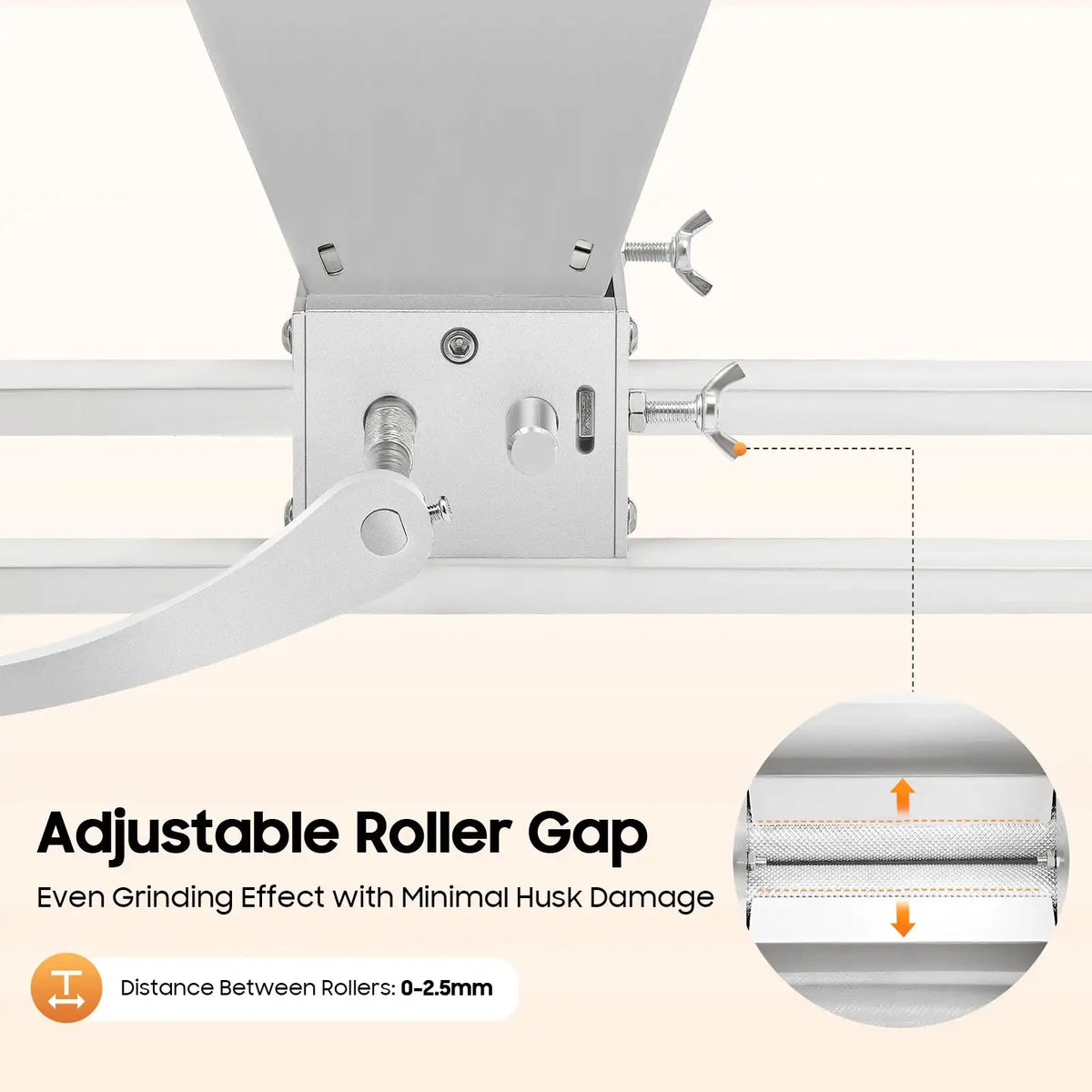 Grain Mill Grinder &ndash; Adjustable Roller Gap 0-2.5mm