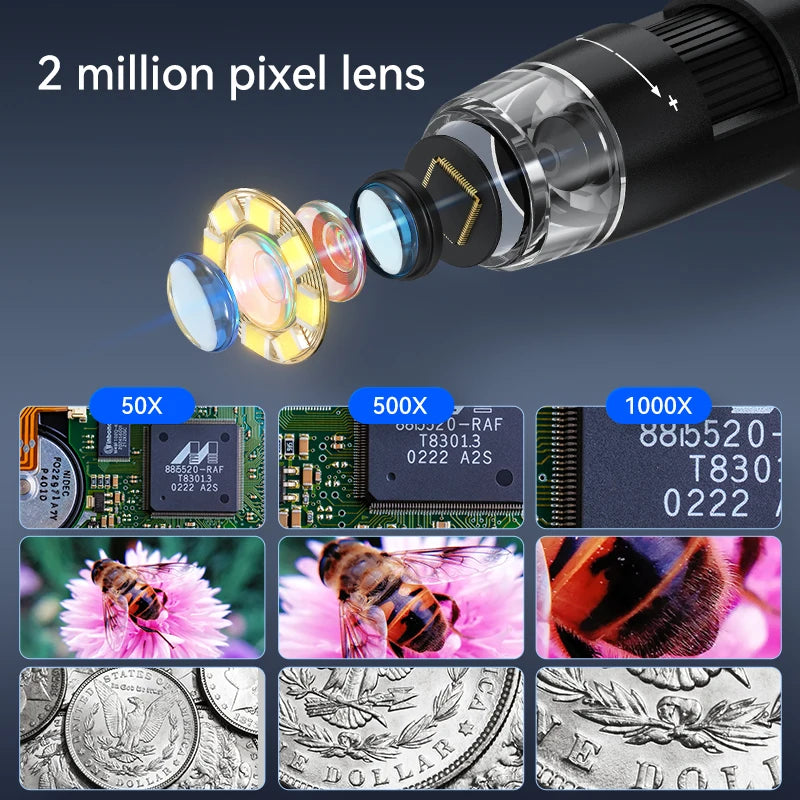 4.3 Inch 1000X Digital Microscope &ndash; 1080P Video 8 LED
