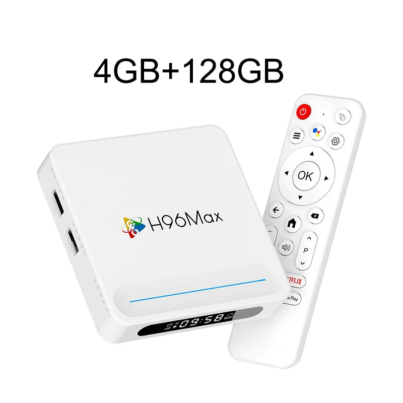 H96 MAX H618 PLUS - 8K Android 14 WiFi6 Voice Assistant 4GB 128GB / UK Plug / CHINA