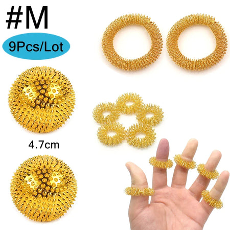 YQQGD Acupressure Rings and Bracelets &ndash; Effective Pain Relief Massage Gold-M