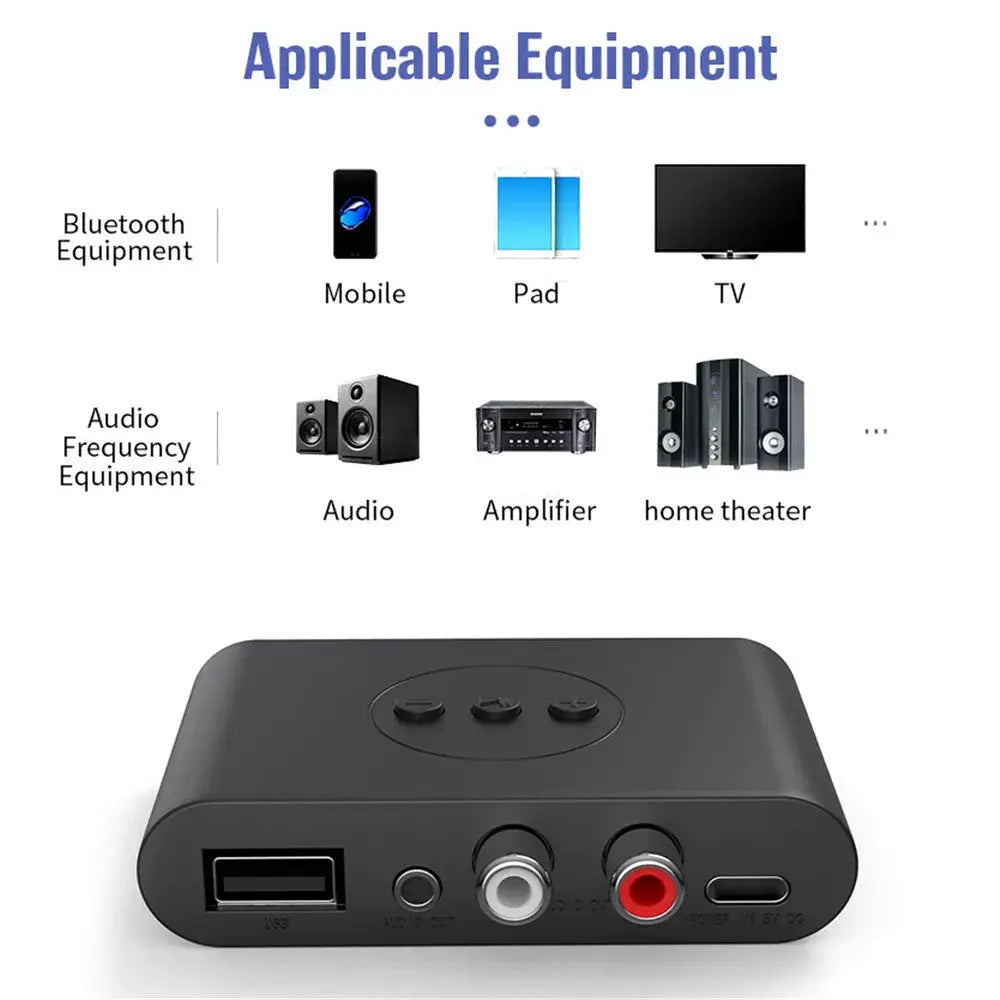 NFC Bluetooth 5.0 Audio Receiver U Disk RCA 3.5mm AUX USB Stereo Music Wireless Adapter Hands-Free Calls for Car Kit Speaker Amp by InterCyprus Trading Ltd