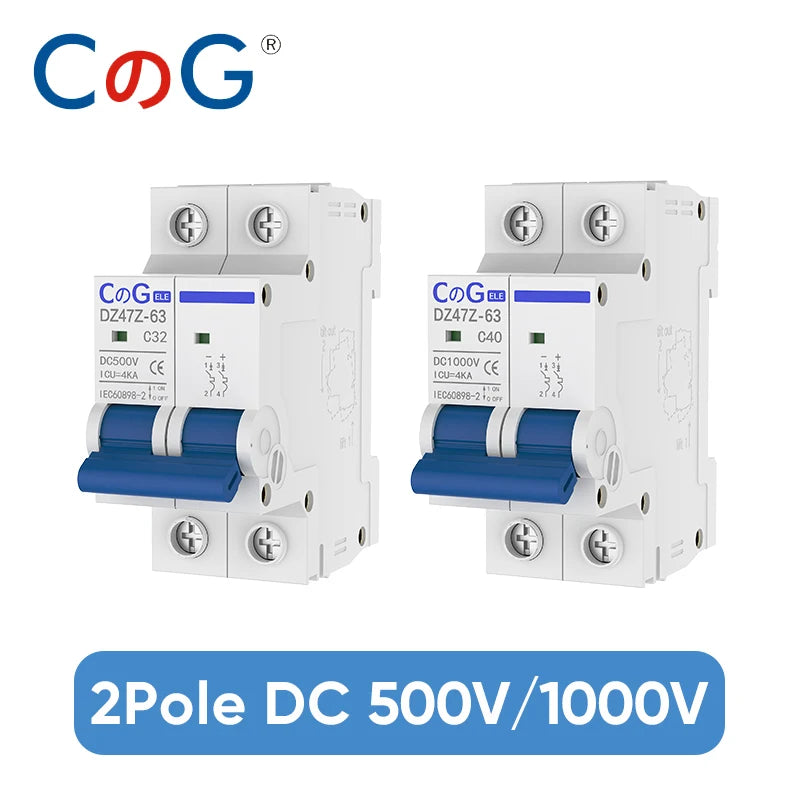 CG DC Miniature Circuit Breaker 500V/1000V - 2 Pole for Solar PV Systems 16A / 2P 500V