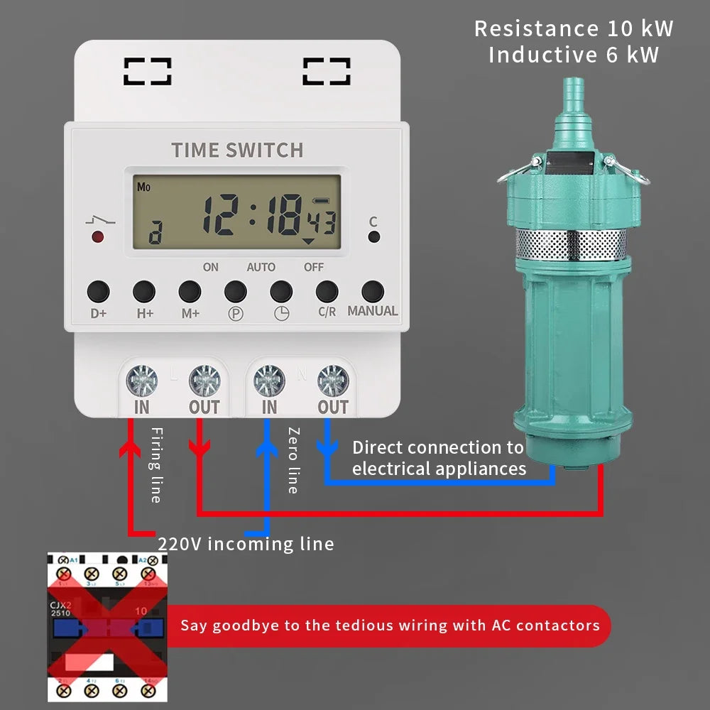 Inverted Timer Switch 220V 60A Digital Timer Switch Electronic Hour Weekly Programmable Time ...