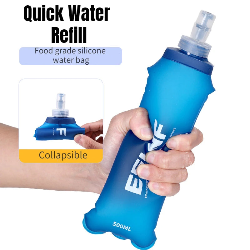 Складная бутылка для воды из TPU 0.5L для велоспорта, путешествий, активного отдыха