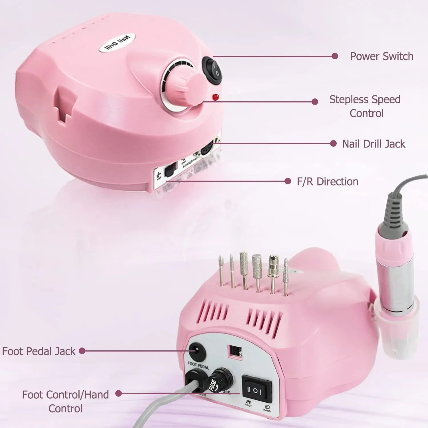ALC840 Nail Polish Drill - Foot Pedal Speed Control