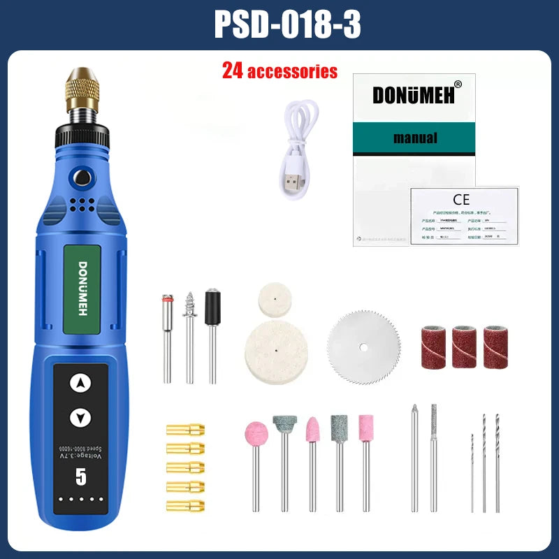 Mini Wireless Rotary Tool Kit - USB Rechargeable Engraving and Polishing Pen PSD-018-3-group1