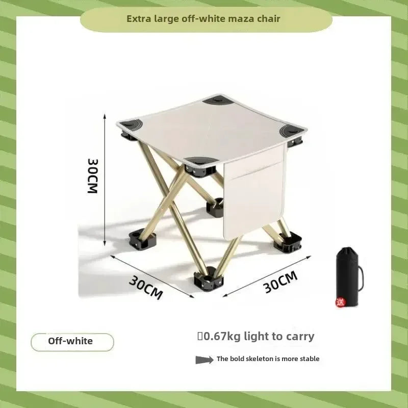 Outdoor Portable Folding Stool &ndash; Ultra Lightweight Off white-XL