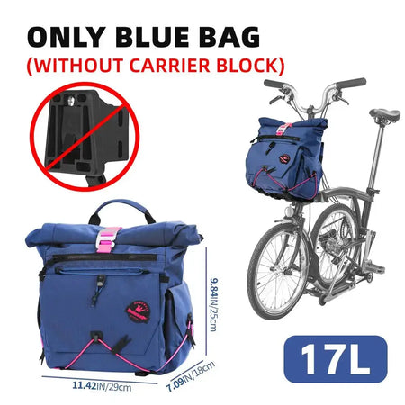 Rhinowalk Bike Handlebar Bag 17L For Brompton Dahon Folding Bike Cycling Backpack Front Quick Release Urban Basket No Adapter by InterCyprus Trading Ltd