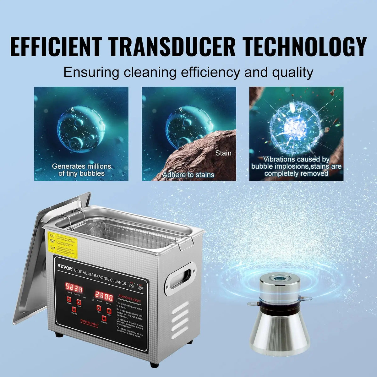 Ultrasonic Cleaner Stainless Steel Portable 2L 30L