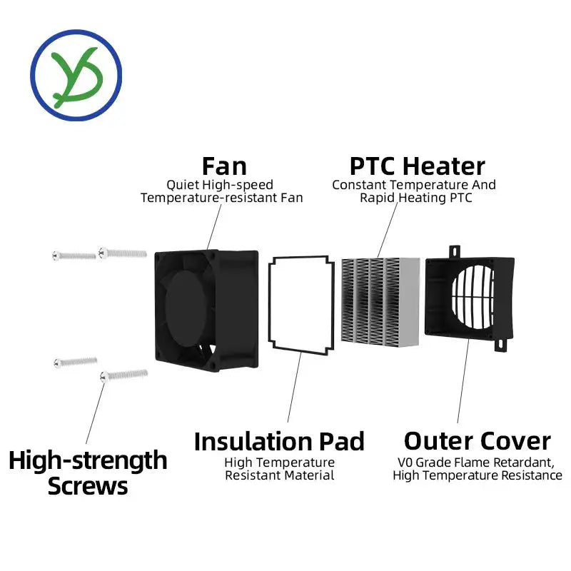 PTC Ceramic Electric Heater with Fan, 12V-220V, 70W-400W