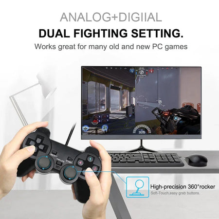 Wired USB PC Controller Game Joystick &ndash; Vibration Feedback for Windows