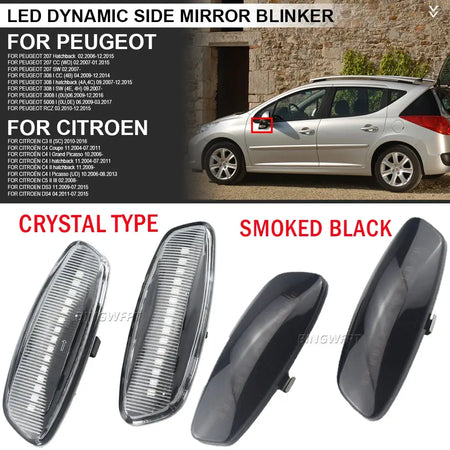 For Citroen C4 Picasso C3 C5 DS4 For Peugeot 308 207 3008 5008 LED Car Dynamic Turn Signal Light Side Marker Lamp Blinker 12v by InterCyprus Trading Ltd