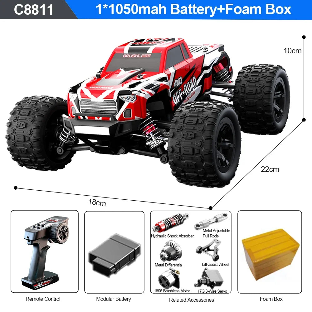 C8811 1/20 4WD RC Car &ndash; 40kmh Brushless Off Road Vehicle Red