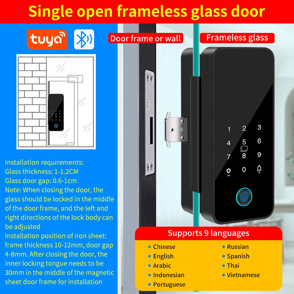 Tuya App Biometric Glass Door Lock B12-tuya &ndash; WiFi Gateway B16-tuya single