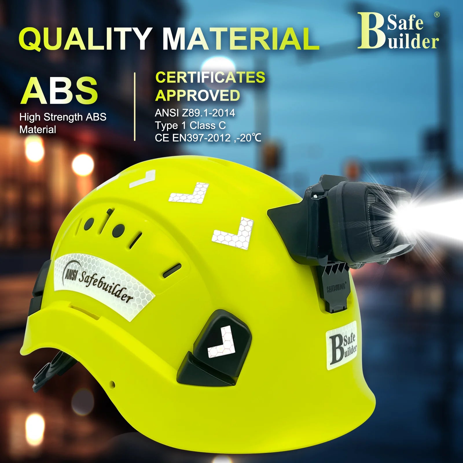 Safety Hard Hats With Headlight - Lightweight Helmet