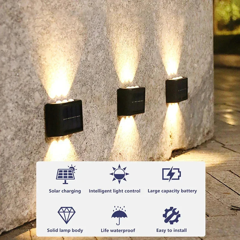 Waterproof Solar Wall Lamp with LED Lighting for Outdoor Decor