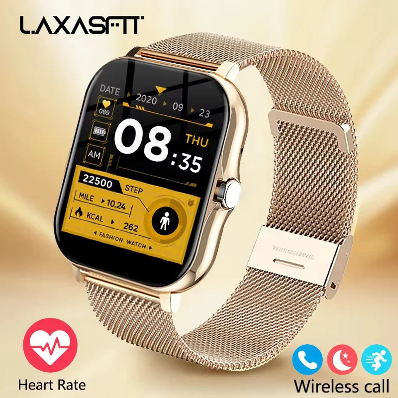 Умные часы Laxasfit с Bluetooth, разговоры, частота сердечных сокращений, уровень кислорода в крови