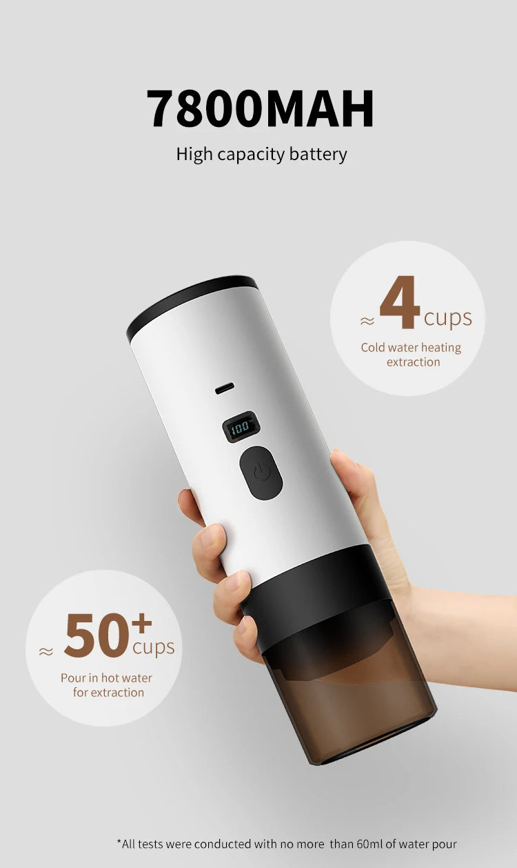 2025 New Portable Capsule Coffee Machine &ndash; High Pressure Brewing with Touch Screen Display white black