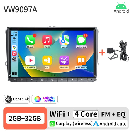 9 Inch Android 13 Car Radio VW Passat Polo Jetta - GPS 2 32G