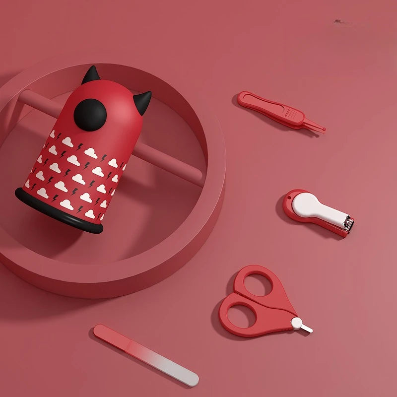 NoEnName Newborn Nail Scissors Set - Infant Care Tools Kit with Cartoon Design red