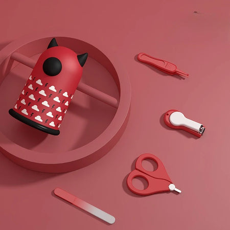 NoEnName Newborn Nail Scissors Set - Infant Care Tools Kit with Cartoon Design red
