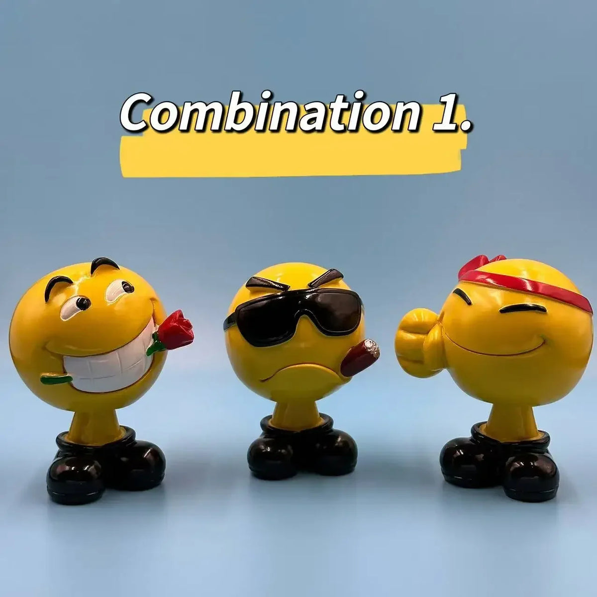 Funny Cartoon Car Bobblehead Pendants - 3PCS Resin Shaking Head Accessories for Interior D&eacute;cor Combination 1