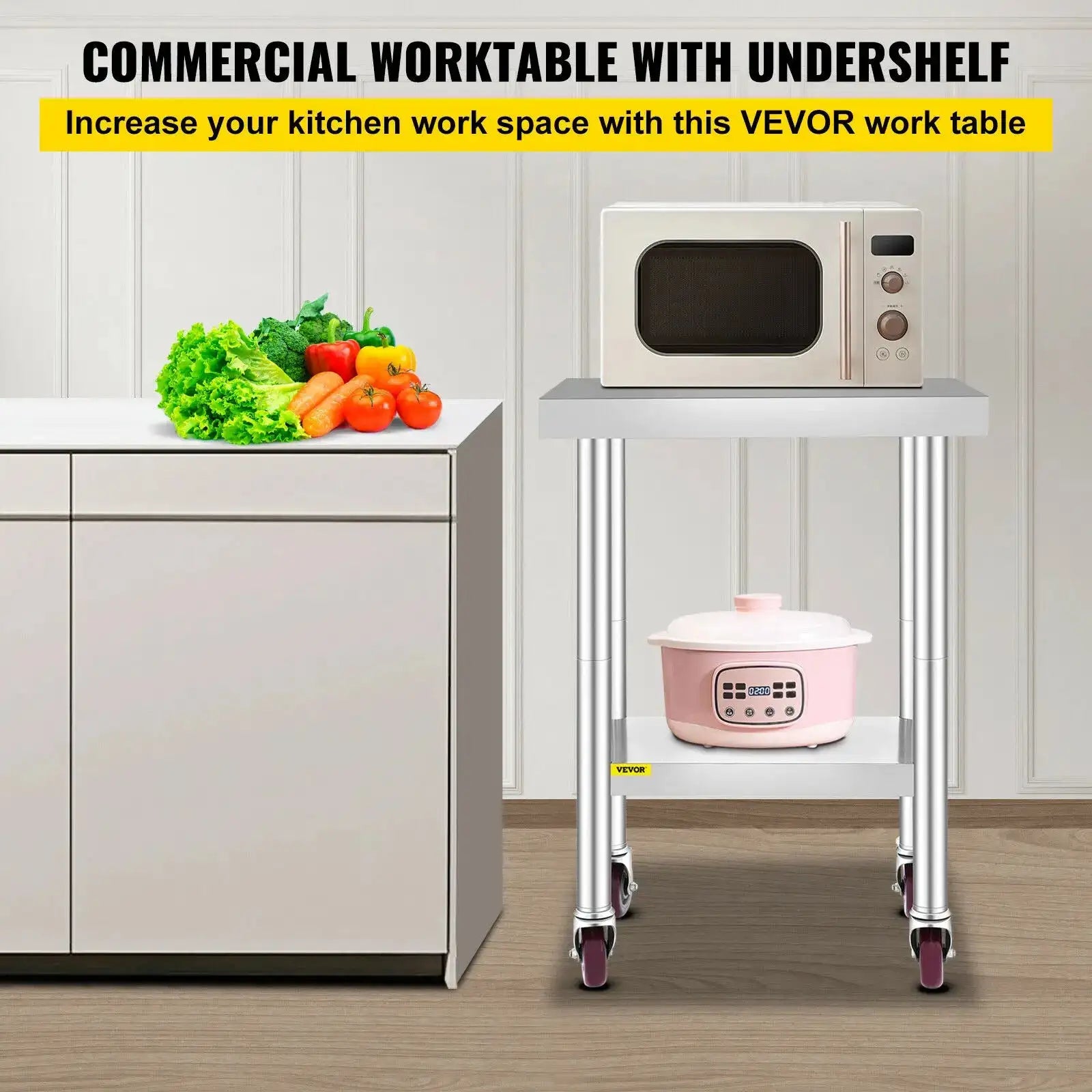 Stainless Steel Kitchen Worktable Caster Wheels