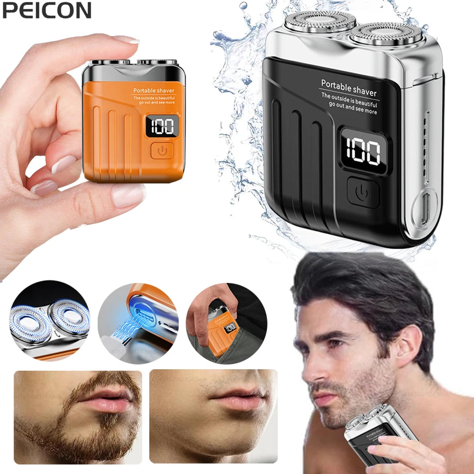Mini USB Rechargeable Dual Blade Electric Shaver for Men, Portable Razor